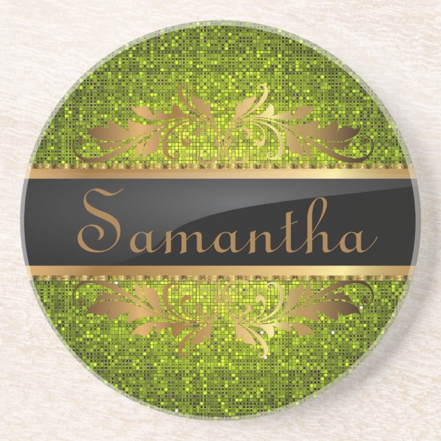 Limoner Glitzer Sequin der Disco Glitz Muster Unte Untersetzer (Vorne)