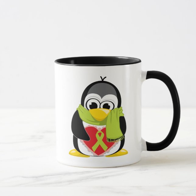 Limoner grüner Bandpenguin-Schal Tasse (Rechts)