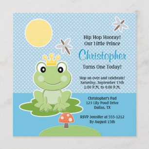 Limoner grüner Frosch-Prinz Birthday Invitations Einladung