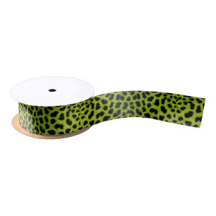 Limoner grüner Leopard-Tierdruck-Band Satinband