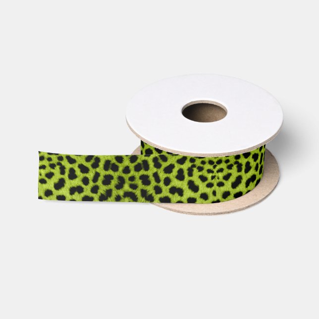 Limoner grüner Leopard-Tierdruck-Band Satinband (Spule)