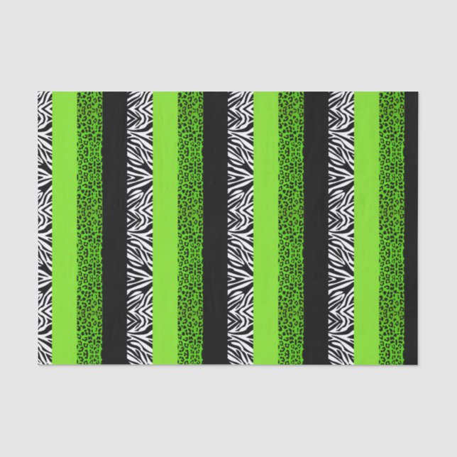 Limoner grüner Leopard-und Zebra-Tierdruck Seidenpapier (Vorderseite)
