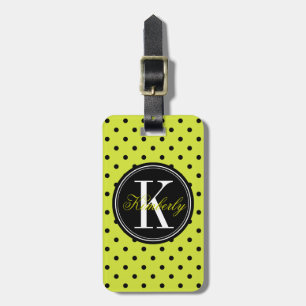 Limoner grüner und schwarzer Polka-Punkt mit Gepäckanhänger