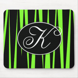 Limoner grüner Zebra Stripes mit Monogramm Mousepad