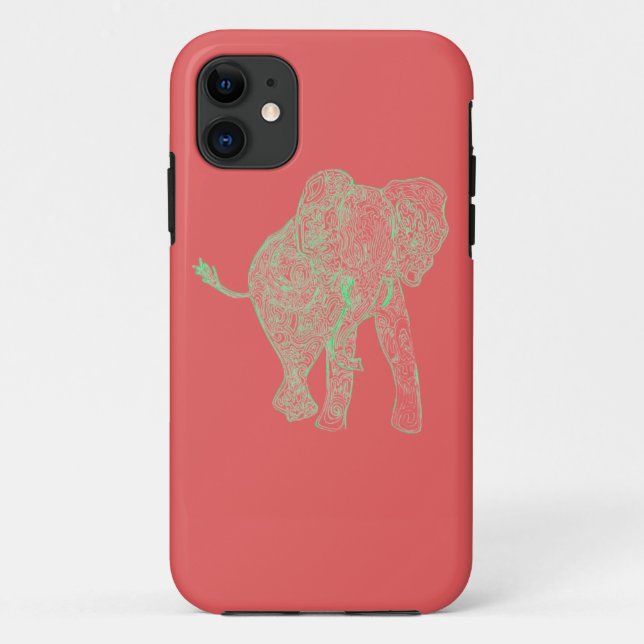 Limoner/Pfirsich-Elefant iPhone 5 Fall Case-Mate iPhone Hülle (Rückseite)