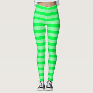 Limoner Pie Neon Green Black Rave Streifen Leggings
