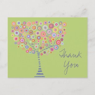 Limoner Retro-Circle Tree Vielen Dank Taufe Postka Postkarte