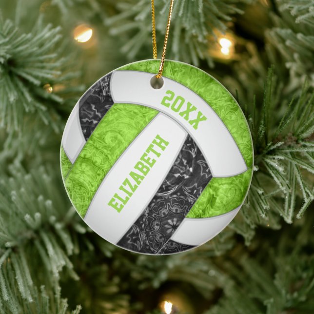 Limoner Schwarz-weißer Gürtelvolleyball Keramik Ornament (Baum)