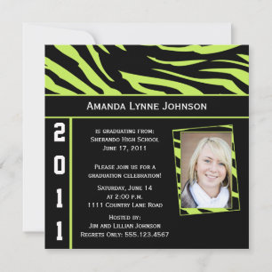 Limoner und schwarzer Zebra Print Abschluss Einlad Einladung