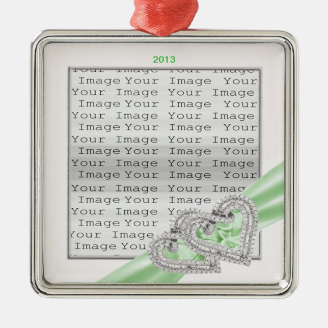 Limones Band-Dekor für benutzerdefinierte Herzen Silbernes Ornament (Vorne)