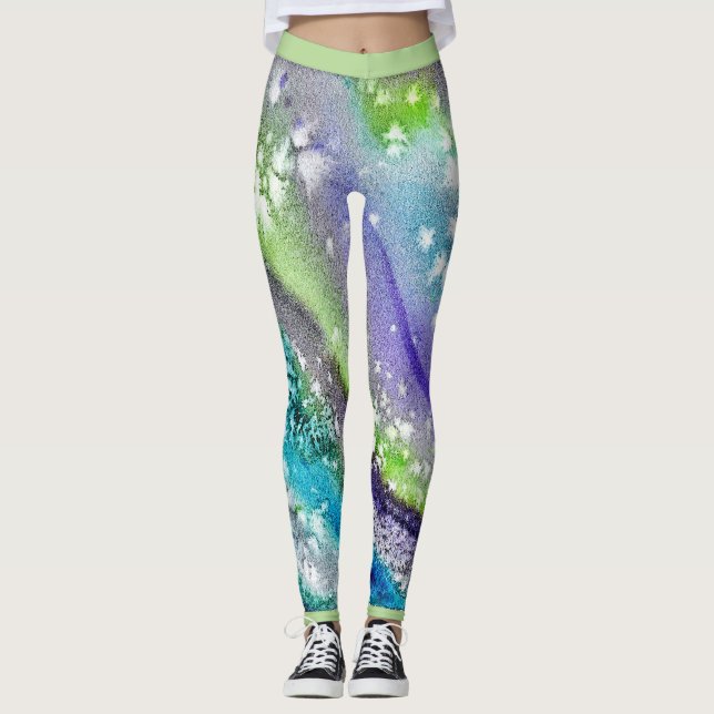 Limones blaues Ice-Abstract-Design Leggings (Vorderseite)