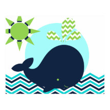 Limones, blaues und Navy Whale Kinderzimmer Poster