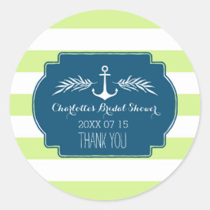 Limones Blue Stripe Nautical Brautparty Tag Runder Aufkleber