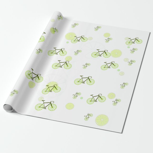 Limones Fahrradmuster grün Geschenkpapier (Ungerollt)