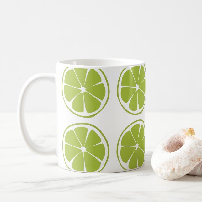 Limones Fruchtgrün Limones Muster Kaffeetasse (Mit Donut)