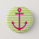Limones Grün Stripes heißes den See Rosa-Anker Button (Vorderseite)