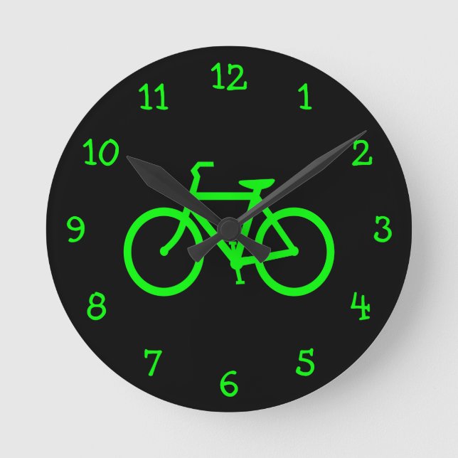 Limones grünes Fahrrad Runde Wanduhr (Vorderseite)