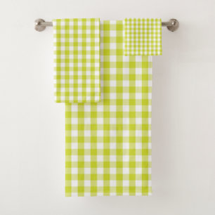 Limones grünes Gingham-Karo-Muster Badhandtuch Set