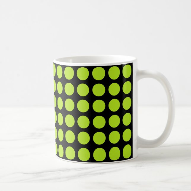 Limones grünes Polka-Punkt-Schwarzes Kaffeetasse (Rechts)