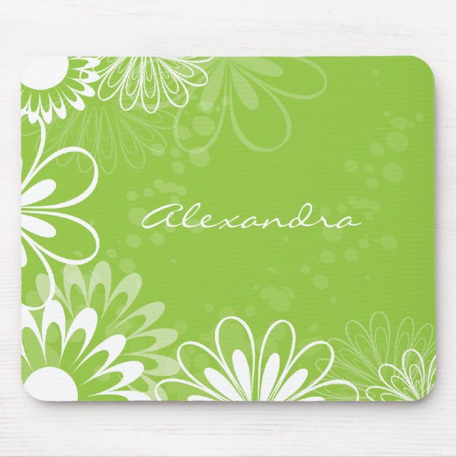 Limones grünes und weißes BlumenMousepad Mousepad (Vorne)