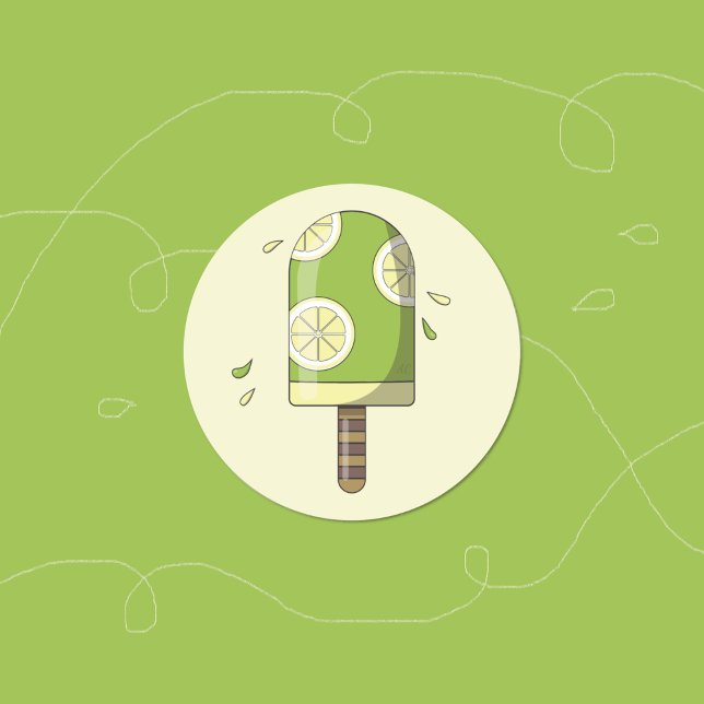 Limones Lemon Ice Creme Bar Runder Aufkleber (Lemon lime green yellow ice cream bar sticker .)