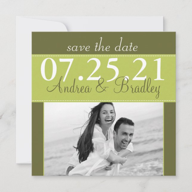 Limones Olive Green Wedding Foto Save the Date (Vorderseite)