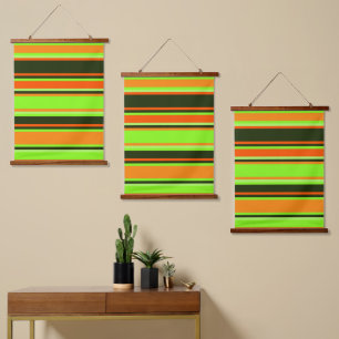 Limones, orangefarbenes und Mandarine-Dreifach-Wan Wandteppich Mit Holzrahmen