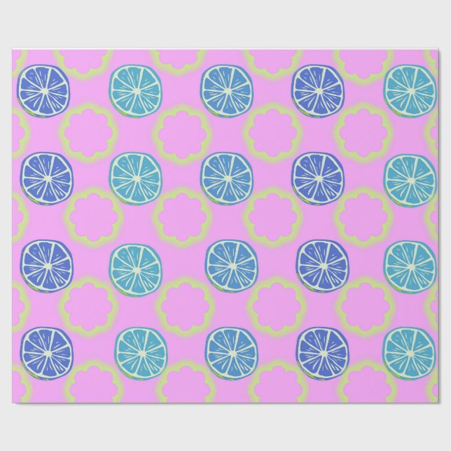 Limones Print Citrus Fruchtmuster Tapete Geschenkpapier (Flach)
