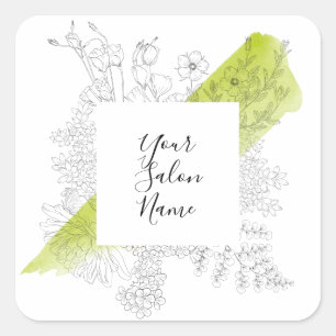 Limones, schwarz-weißes, florales Wasser Quadratischer Aufkleber