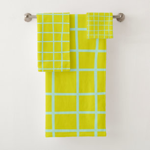 Limones und Aqua-Abstraktes Gittermuster Badhandtuch Set