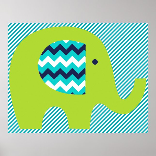 Limones und Aquamarines Elephant Kinderzimmer Post Poster (Vorne)