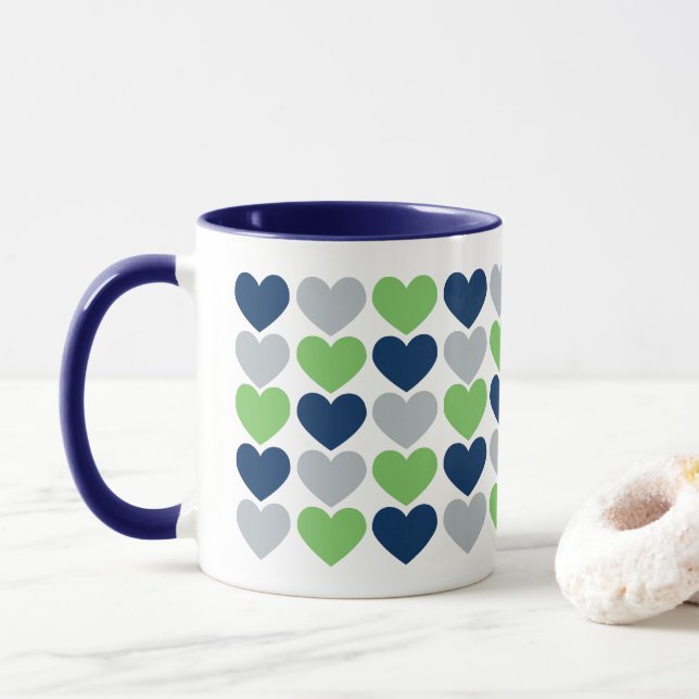 Limones und Marine-Blau-Herz-Kaffee-Tasse Tasse (Mit Donut)