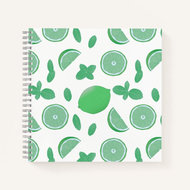 Limones und mintenförmiges botanisches Notebook Notizbuch (Vorderseite)