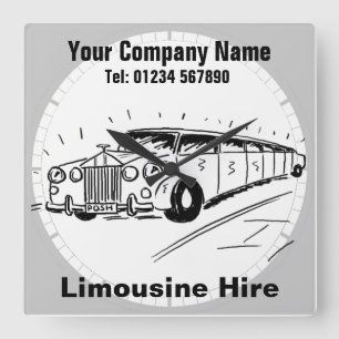 Limousine Hire Cartoon Quadratische Wanduhr
