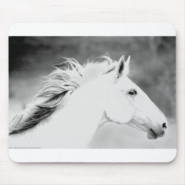 LIN26BW Mähne im Wind.tif Mousepad (Vorne)