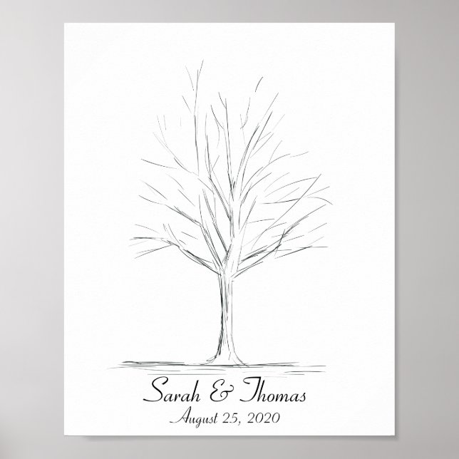 Lin Art Zeichnend Fingerprint Tree Poster (Vorne)