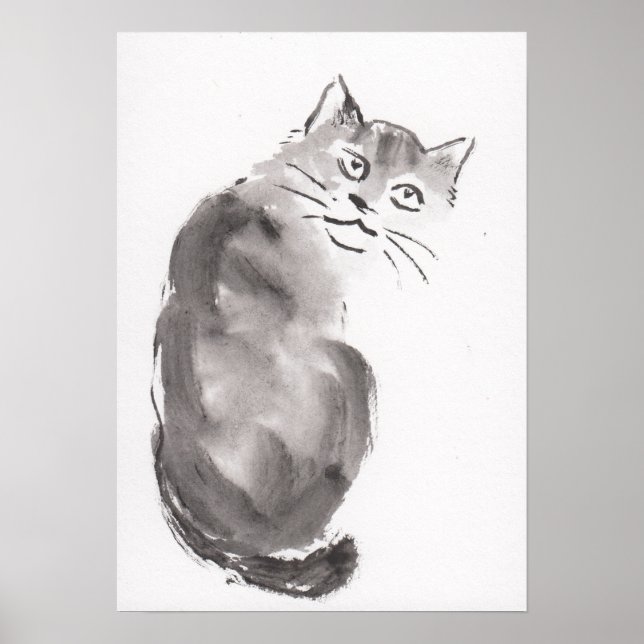 Lin Li(LinLi888) Art Print Sumi-E Cat 21012901 Poster (Vorne)