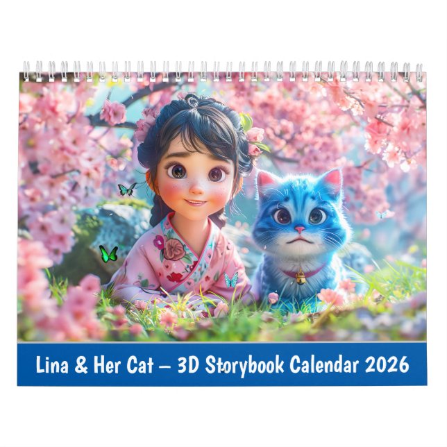 Lina & Her Cat – 3D Storybook Calendar 2026 Kalender (Titelbild)