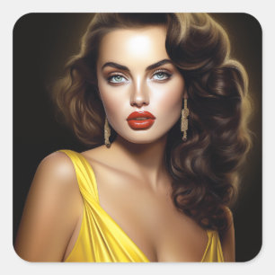 Lina - Super Model Latina! Quadratischer Aufkleber