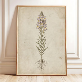 Linaria Bloom Vintage-Wandkunst Poster