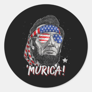 Lincoln 4. Juli Murica Männer Frauen amerikanische Runder Aufkleber