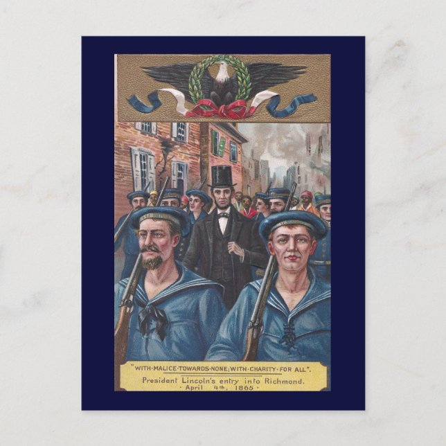 Lincoln besucht Richmond VA im Jahr 1865 Postkarte (Vorderseite)
