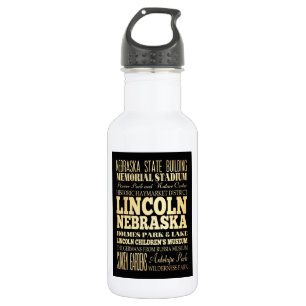 Lincoln City Nebraska Typografie Kunst Edelstahlflasche