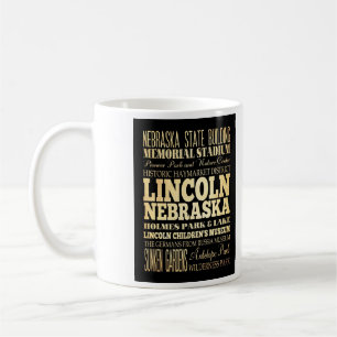 Lincoln City Nebraska Typografie Kunst Tasse