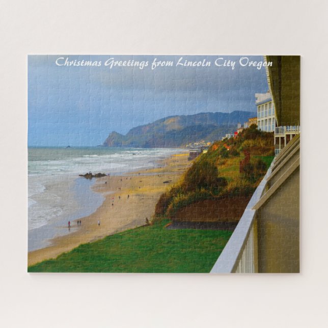 Lincoln City Oregon. Weihnachtsgrüße Puzzle (Horizontal)