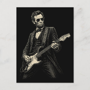 Lincoln Cooler Gitarrist Vintage-Sticherei Feiertagspostkarte