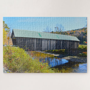 Lincoln Covered Bridge, Herbst, Holz, Vermont Puzzle