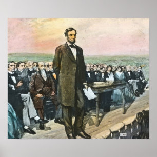 Lincoln, der die Gettysburg-Adresse Vintag übergib Poster