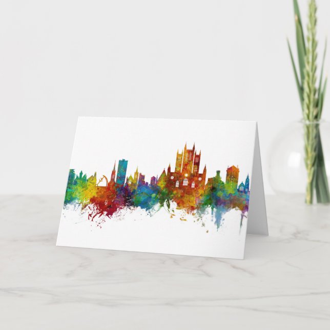 Lincoln England Skyline Karte (Vorderseite)