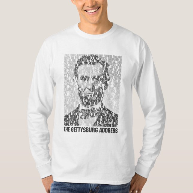 Lincoln-/Gettysburg-Text-Mosaik-langes T-Shirt (Vorderseite)